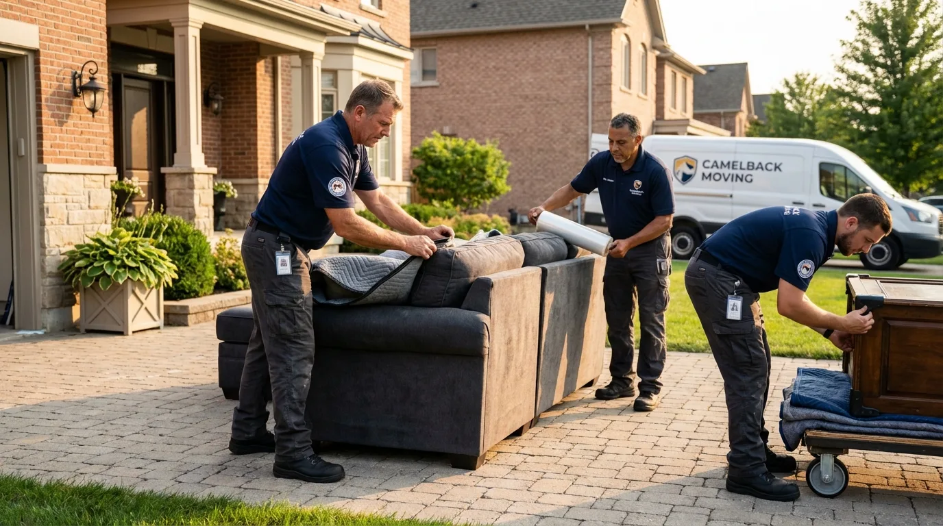 Large estate moving crew wrapping furniture in Ottawa, KS